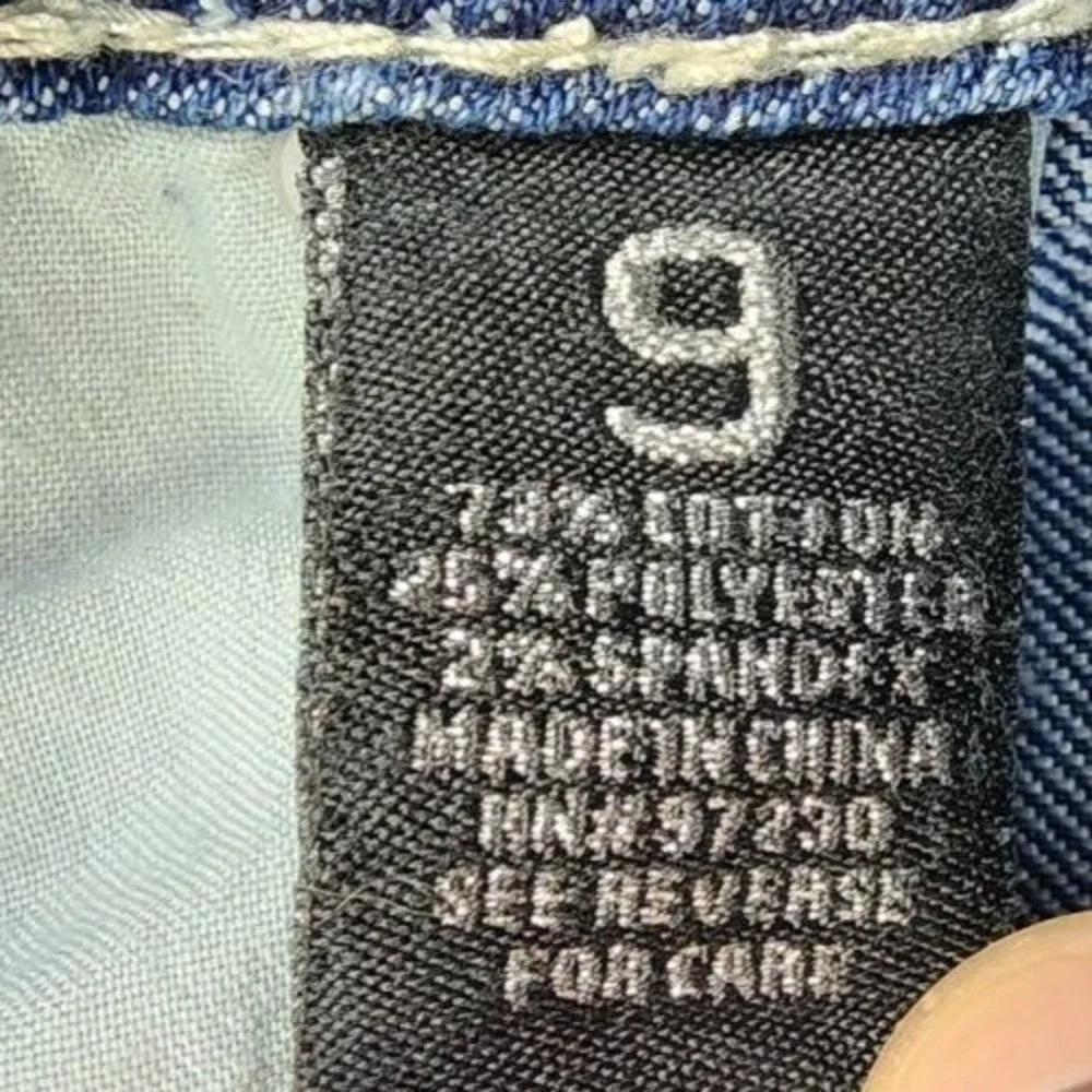 Almost Famous‎ Skinny Jeans Blue Womens Size 9 Thick Stitch Rhinestone Wing Y2K